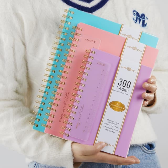 Thumbnail 6 de NIRMIRO A4 Spiral Notebook (300 Pages) with PVC Hardback Cover, Lined 100gsm Paper