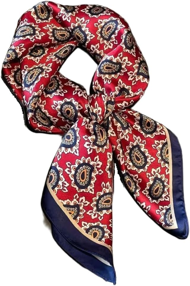 Detalle de GIMIRO Damen Schal 70x70 cm „Simulierte Seide“ Blumen, Hahnentritt & Bandana-Design