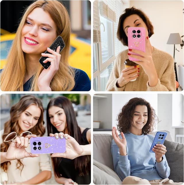 Thumbnail 6 de Yichxu Handyhülle für Xiaomi Redmi Note 14 Pro / 14 Pro+ 5G – Silikon-Case mit Herz-Glitzer, lila