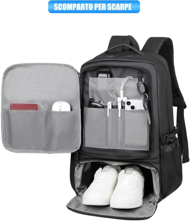 Detalle de Kommodum KM18: zaino da viaggio estendibile uomo con porta PC fino a 17" e impermeabile