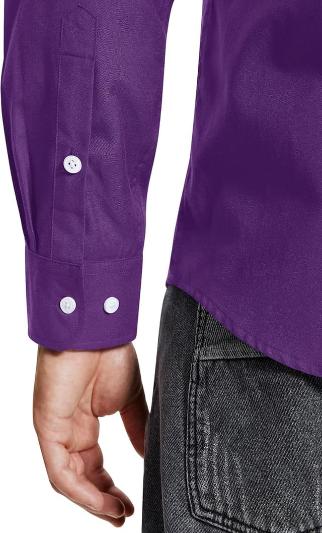 Detalle de siliteelon Men’s Oxford Shirt Long Sleeve Smart Casual Regular Fit with Pocket (Button Down)