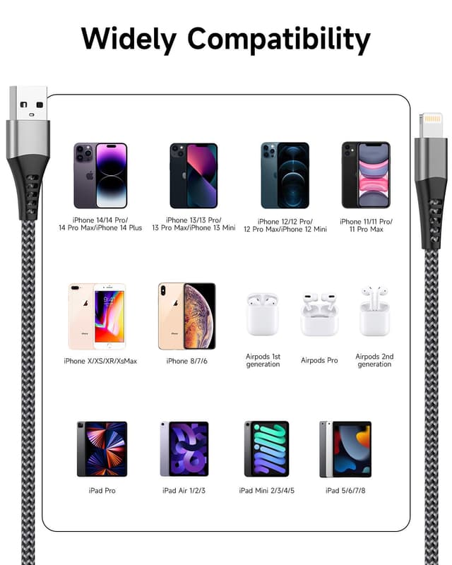 Thumbnail 6 de Câble iPhone Charge Rapide 3 m Anssan (Lightning USB certifié Apple MFi)