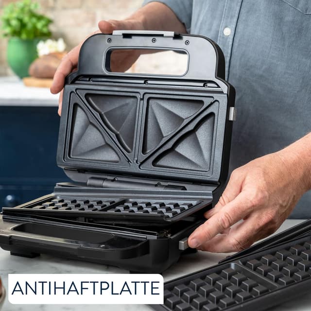 Detalle de Tefal Jamie Oliver 2-in-1 Sandwich-Waffel-Kombigerät SW70J810 mit antihaftbeschichteten Platten