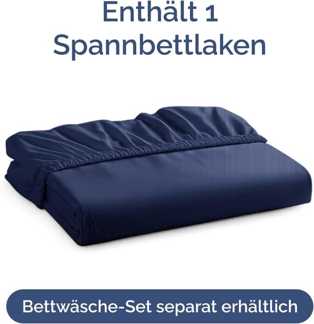 Detalle 2 de Spannbettlaken 200x200 cm Marineblau – extra tief bis 40 cm, Mikrofaser, knitterfrei & Oeko-TEX