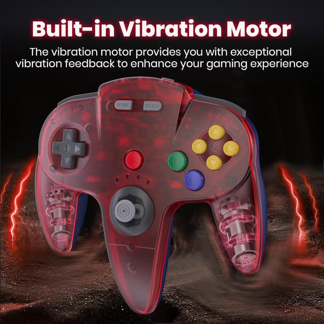 Detalle de miadore Wireless N64 Controller für Switch & PC – 2,4 GHz mit USB- und N64-Empfänger (Klares Rot)
