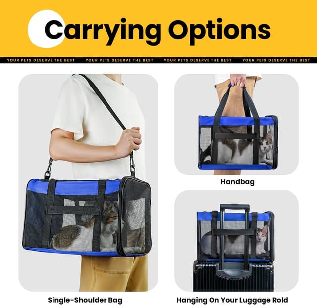 Thumbnail 6 de Conlun Cat Carrier Bag (Soft-Sided, 4-Sided Mesh) – Collapsible airline-approved pet carrier up to 6kg, Blue