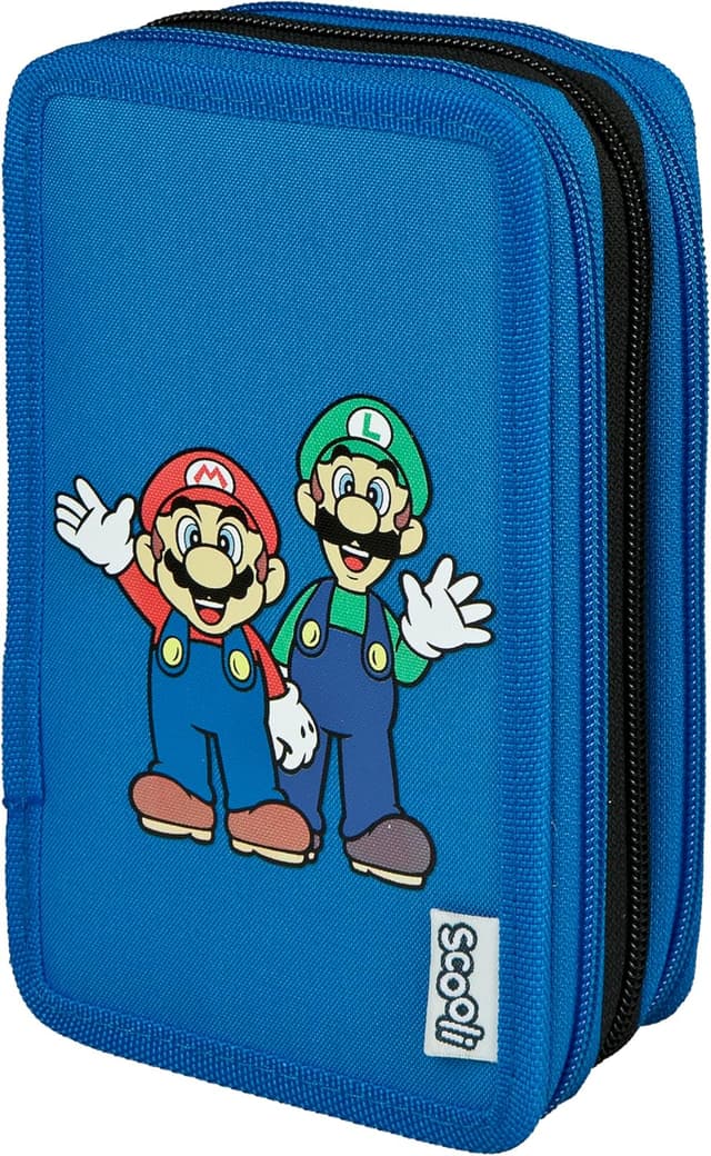 Detalle de Scooli Tripledecker Super Mario: gefülltes Schüleretui mit Zubehör für Schule und unterwegs (ab 6 Jahren)