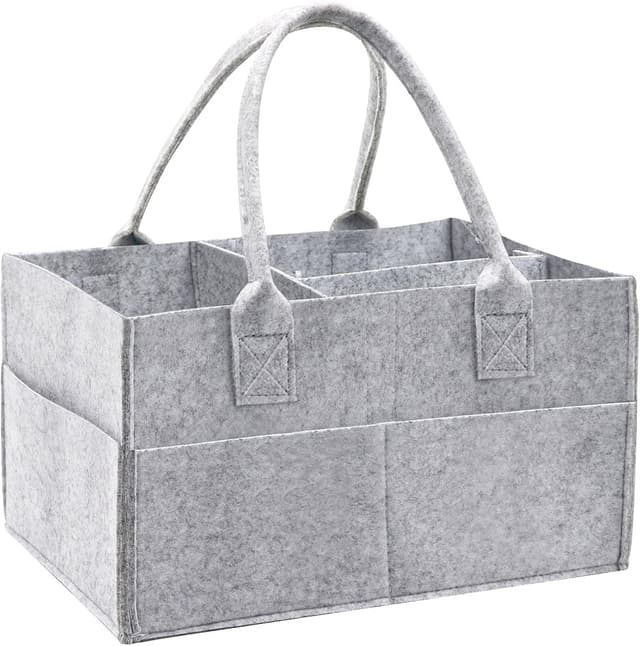 Detalle de Yueshop Grey Felt Baby Diaper Caddy Nursery Storage & Wipes Bag (Grey)