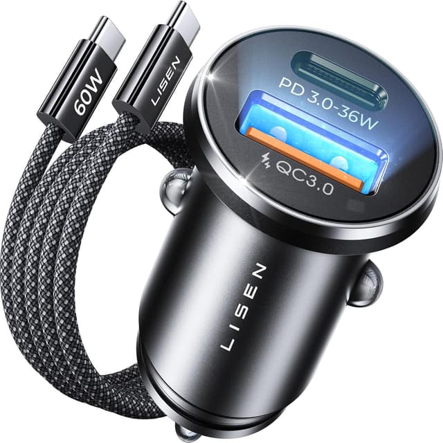 Detalle de LISEN Car Charger 54W USB‑C PD for iPhone 17