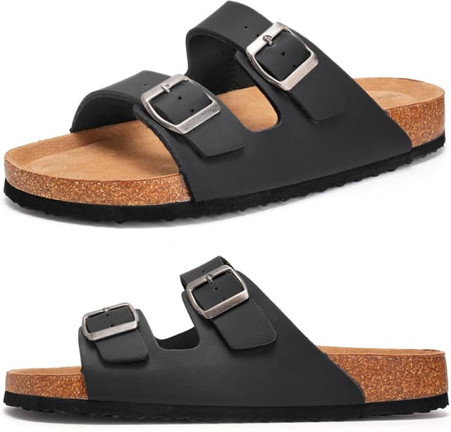 Detalle de Herren-Pantoletten & Sandalen Hausschuhe mit flacher Sohle – Bequeme Classic Latschen in EU 46