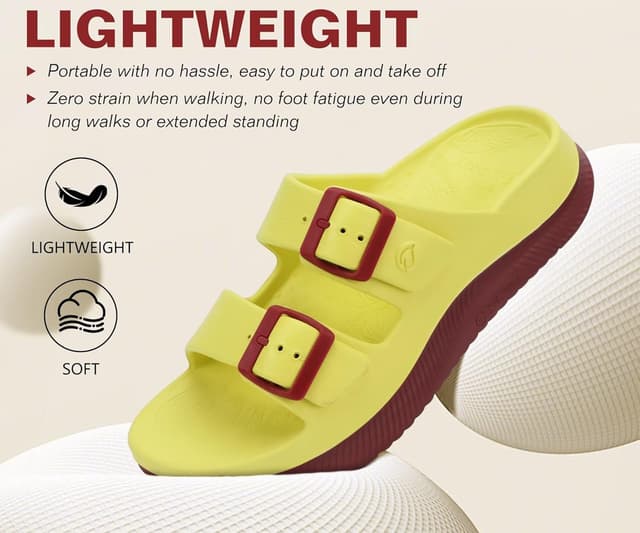 Detalle de ONCAI Sandales de récupération pour femme à doubles boucles réglables (36-42) – slides orthopédiques antidérapantes