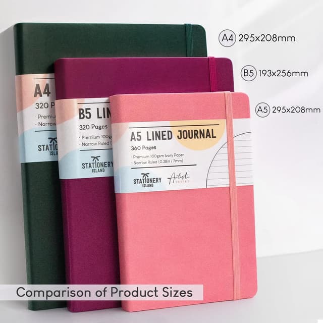 Detalle de Stationery Island Quaderno B5 a righe con copertina rigida da 320 pagine (verde)