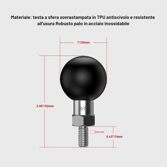 Thumbnail 2 de 1 Inch Ball Mount Holder SZ-M3/8