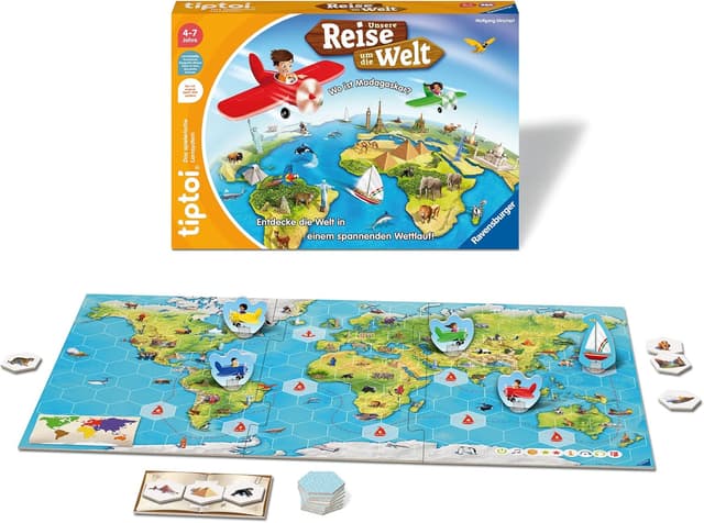 Detalle de Ravensburger tiptoi Spiel 00117 „Unsere Reise um die Welt“ – Lern-Geografiespiel ab 4 Jahren