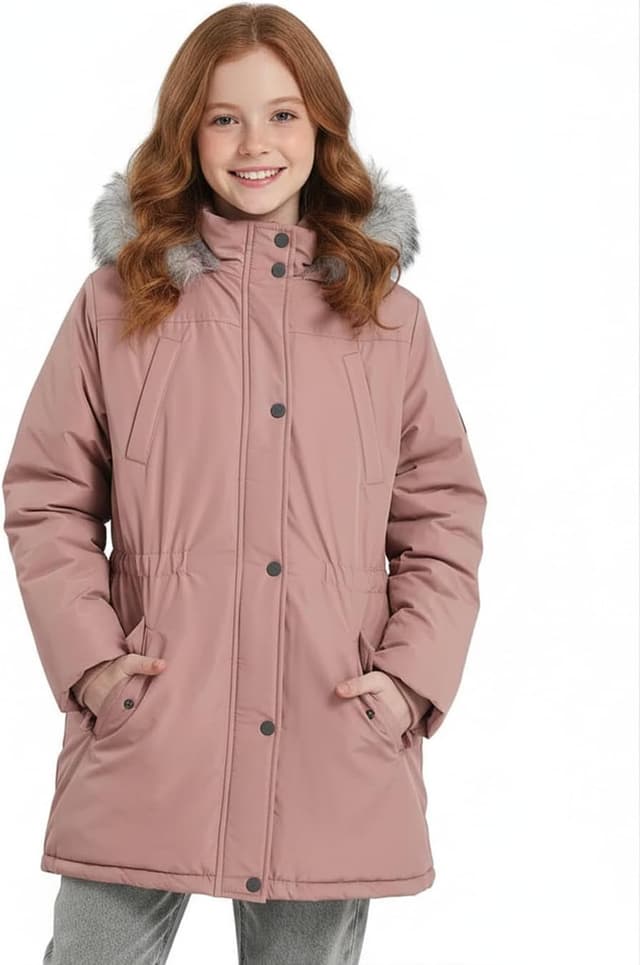 Detalle de SOLOCOTE Manteau hiver imperméable pour filles – parka longue avec capuche, épaisse et doublée polaire