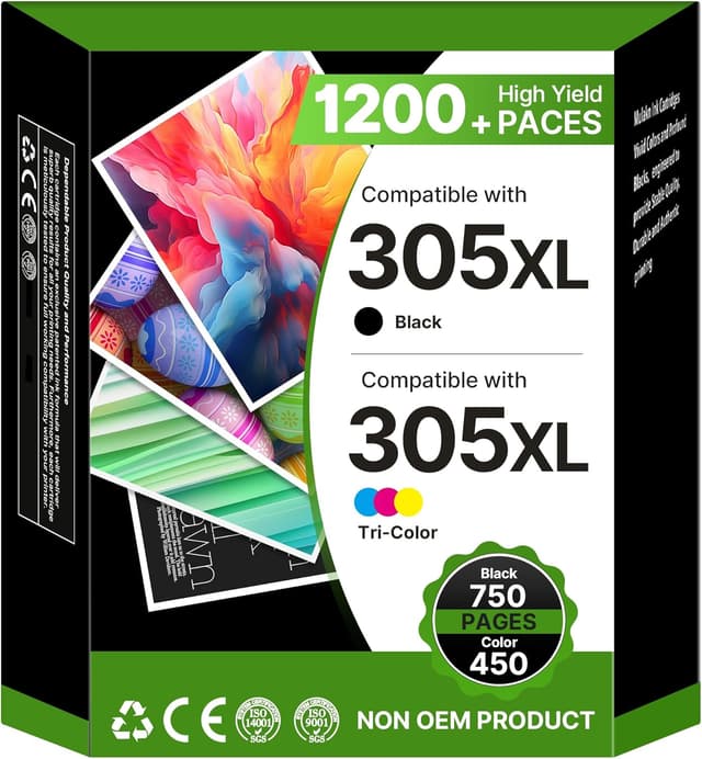 Detalle de 305XL ink cartridges (Black & Tri-colour) 2-pack for HP 305XL printers