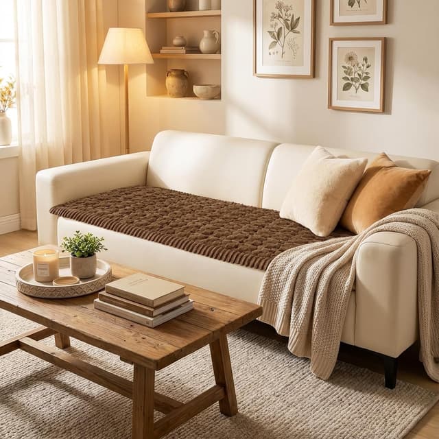 Detalle 2 de Smiry Couch Covers for Dogs (Washable, Non-Slip) Fuzzy Flannel Sofa Protector, Chocolate