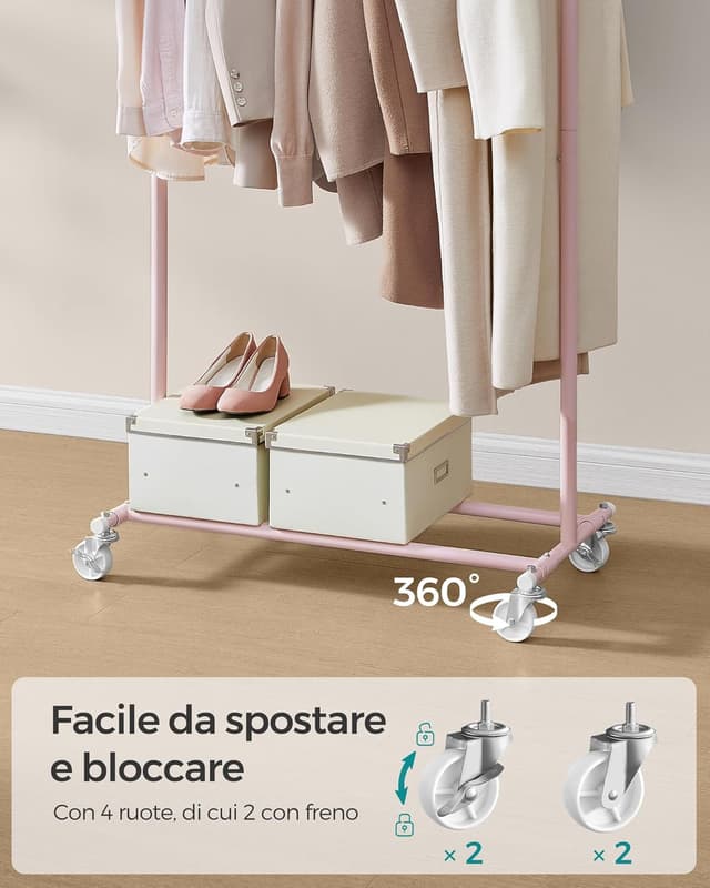 Detalle 2 de SONGMICS HSR013R01 appendiabiti con ruote 100 kg