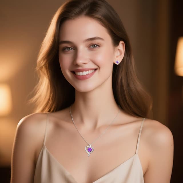 Detalle de LAVUMO Herz Kette für Damen aus 925 Sterlingsilber mit „I love you“-Gravur (Silber/Messing)