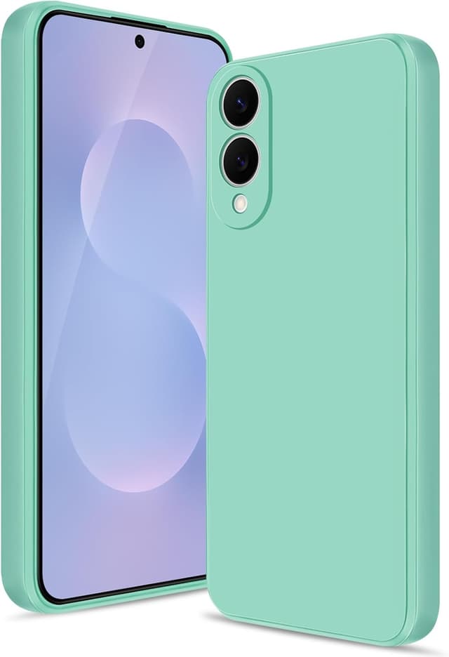 Detalle de Btstring Soft Silicone Case for Samsung Galaxy S25 Edge (Mint Green) with camera protection