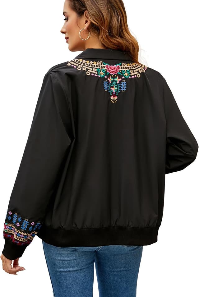 Detalle de drakloak Damen Stickerei-Jacke mit Stehkragen und Reißverschluss