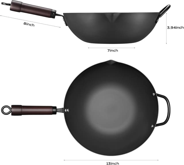 Thumbnail 4 de 13 Inch Carbon Steel Wok 5.8QT, Pre-Seasoned