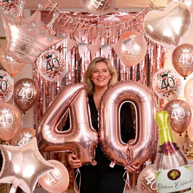 Thumbnail 1 de Rose Gold 40th Birthday Decorations Kit