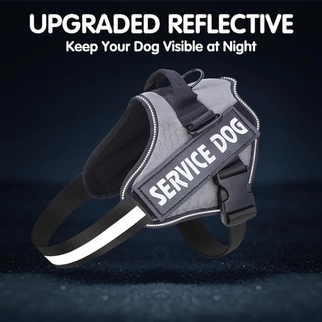 Detalle de Belababy Soft No Pull Dog Harness XS (X Small) – adjustable service dog vest with safety buckle, reflective & breathable outdoor training harness (Gray)