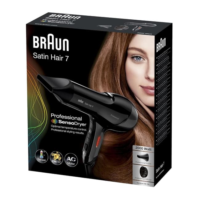 Detalle 2 de Braun Satin Hair 7 SensoDryer Haartrockner HD785 mit Thermosensor, IonTec und Diffusor – schwarz