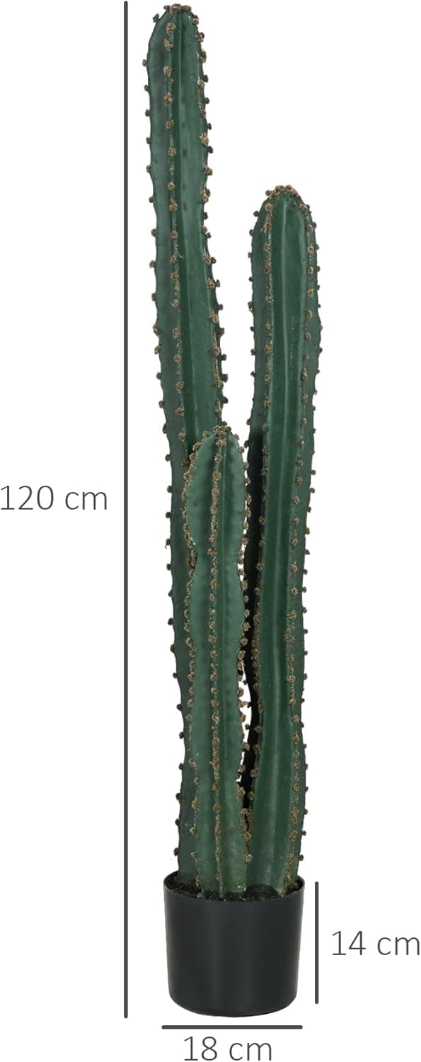 Thumbnail 6 de Outsunny grand cactus artificiel à grand réalisme, vert foncé (Ø 18 x 120H cm) avec pot lesté