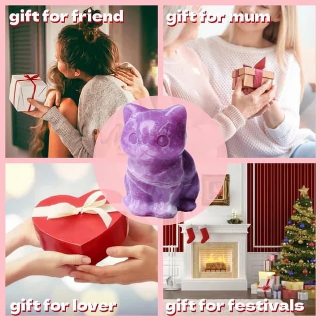 Thumbnail 4 de Sahoottie Amethyst Stein Katze Figur 45 g