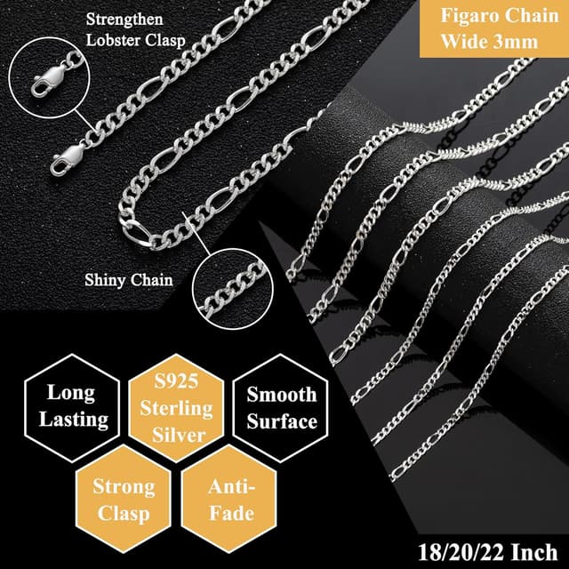 Detalle 2 de MOROTOLE Sterling Silber Figaro Kette 5 mm