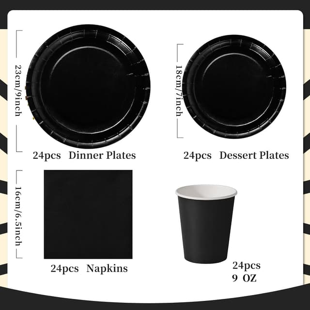 Thumbnail 1 de Nkaiso Schwarz Partygeschirr 96-teilig