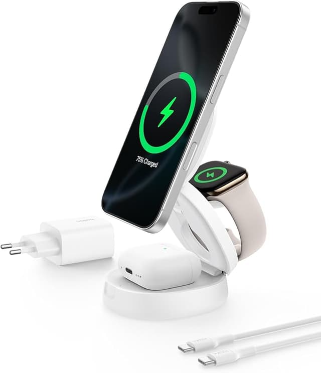 Detalle de Belkin BoostCharge Cargador Inalámbrico 3 en 1