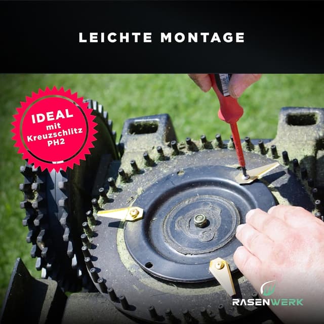 Detalle de RASENWERK Rasenroboter-Messerset (18 Stück) für Bosch Indego – Universal Ersatzklingen mit Titancarbid