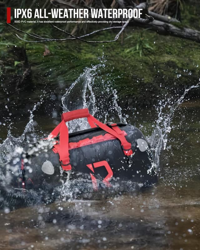 Detalle 2 de BORLENI Borsa da moto impermeabile 70L con rolltop e sistema MOLLE