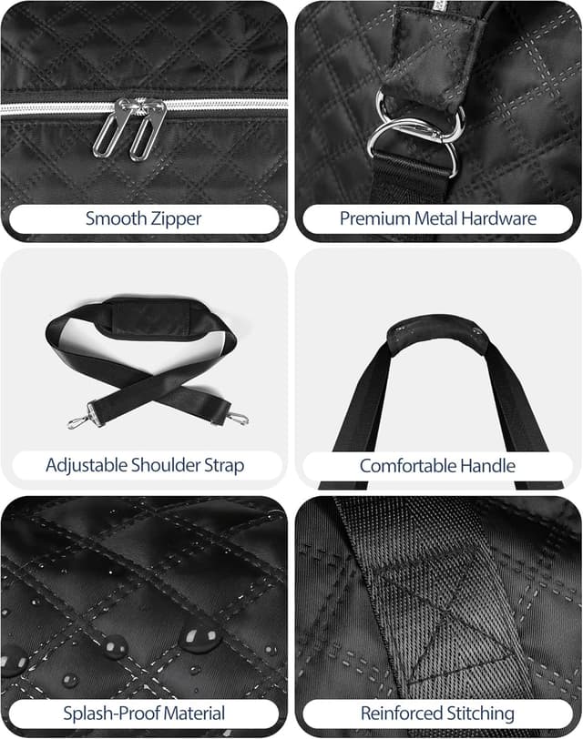 Thumbnail 6 de Gloppie 39L Foldable Travel Duffel Bag Set – Waterproof carry-on holdall with ventilated shoe compartment and makeup bag (Black)