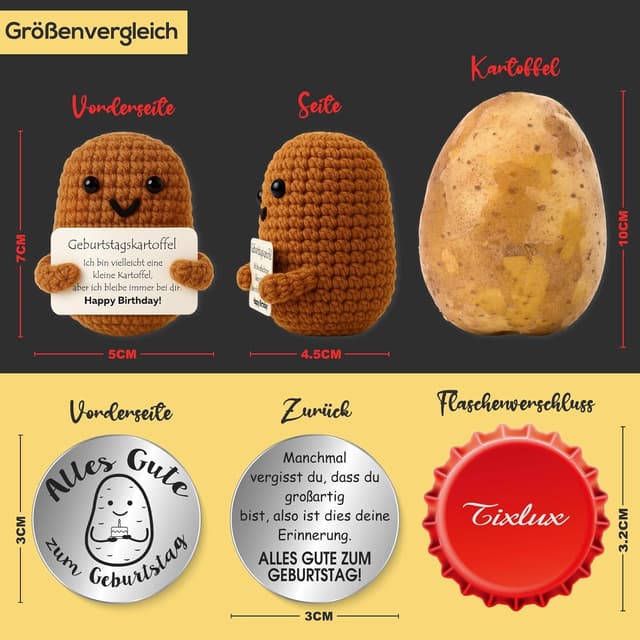 Detalle 2 de Tixlux Pocket Hug Positive Kartoffel 5×7 cm