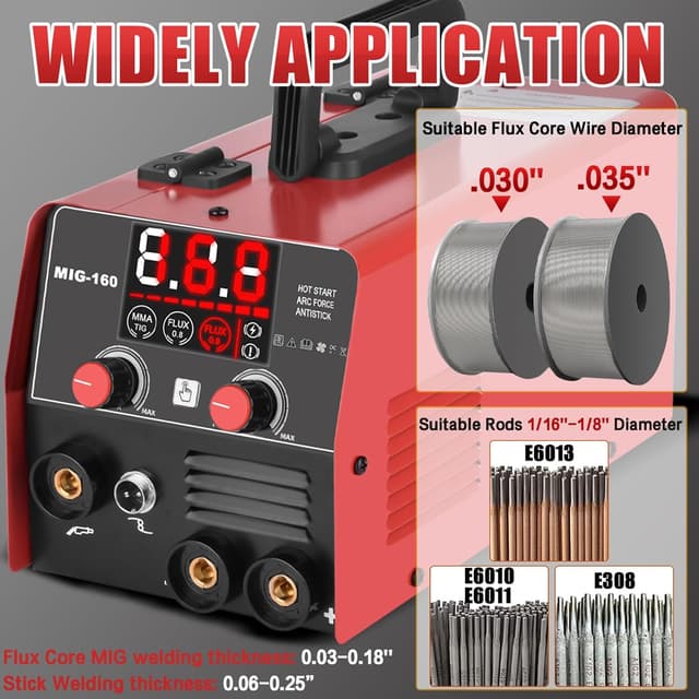 Thumbnail 6 de XR MARKET 160Amp 3-In-1 Welder (Flux Core / Lift TIG / Stick) with Auto-Darkening Welding Goggles
