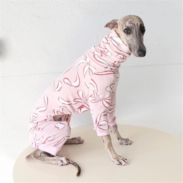 Detalle 2 de BT Bear Lightweight Italian Greyhound Jumper Turtleneck Whippet Pyjamas Onesie (Pink Ribbon), XXL