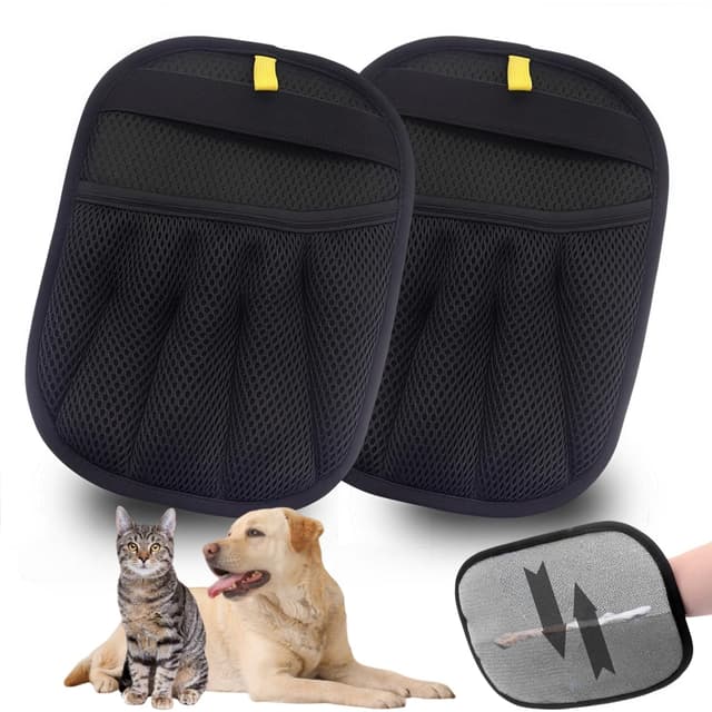 Detalle de Upgrade Tierhaar Handschuh Fell Magnet – doppelseitiger Tierhaarentferner für Katzen & Hunde (2 Stück, schwarz)