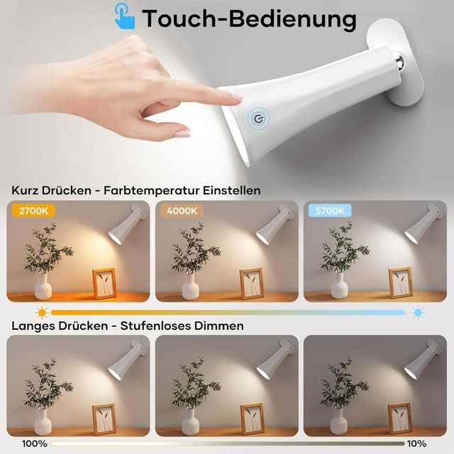 Detalle de Suright Luz de Pared 2000 mAh recargable