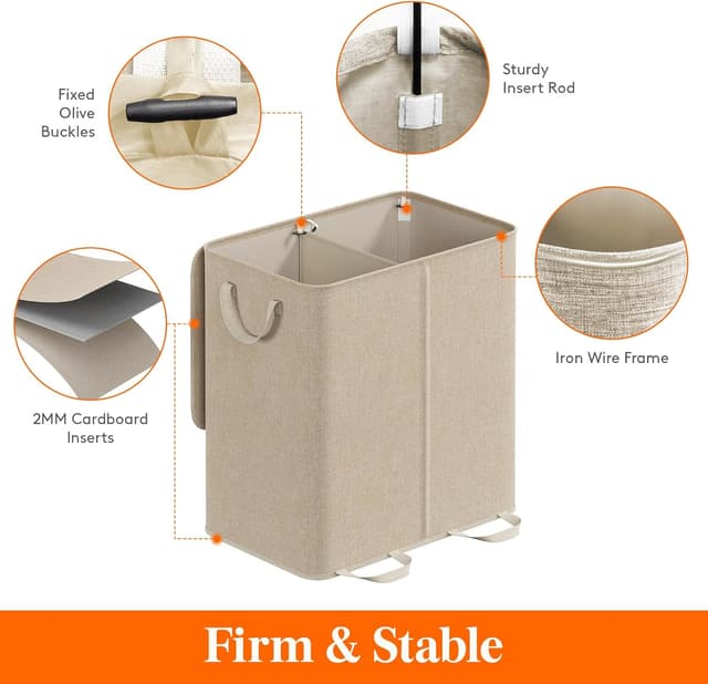 Detalle 2 de Lifewit Double Laundry Hamper 136L ⚙