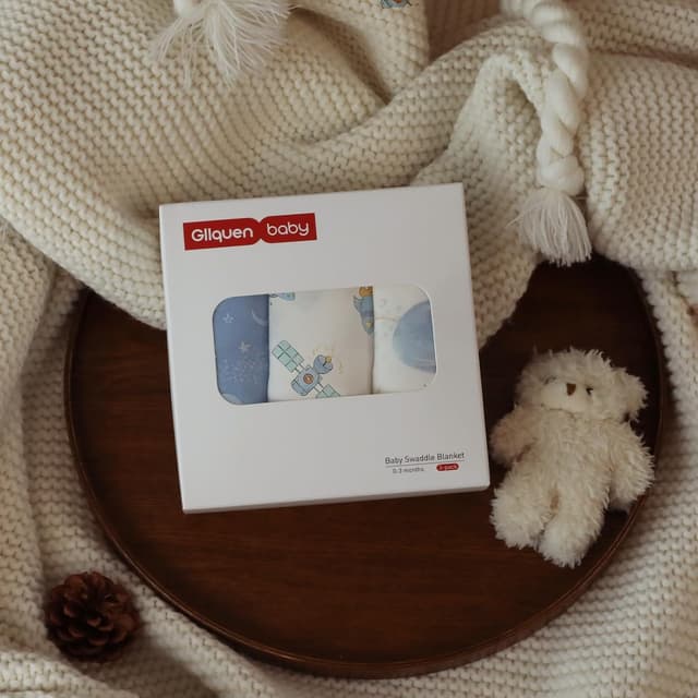 Thumbnail 6 de GLLQUEN BABY 0-3 Months Organic Cotton Baby Swaddle Wraps (Oeko-Tex 100), 3 Pack – Astronaut