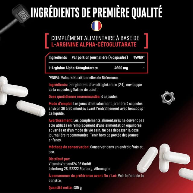 Thumbnail 4 de AAKG Ultra Caps – L-arginine alpha-cétoglutarate pure 1150 mg 🍒?