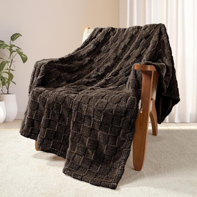 Detalle de Exclusivo Mezcla plaid plaid en microfibre polaire à motif carreaux 130x150 cm – marron