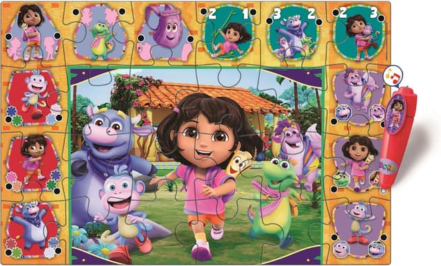 Detalle 2 de Clementoni Quiz-Bodenpuzzle Dora 24 Teile