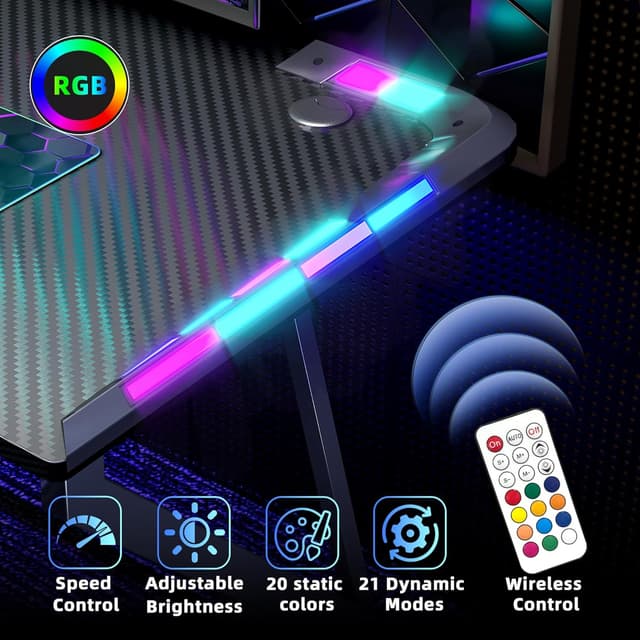 Detalle 2 de BEXEVUE Scrivania Gaming 120x50 LED RGB