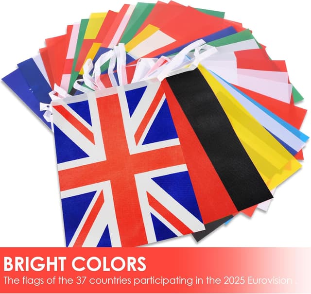 Thumbnail 6 de AhfuLife Eurovision Europäische Flaggen-Wimpelkette für 35 Länder (doppelseitig), 12 m Party- & Deko-Banner