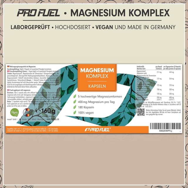 Thumbnail 5 de Magnesium Komplex 400 mg Tagesdosis, 180 Kapseln 💊
